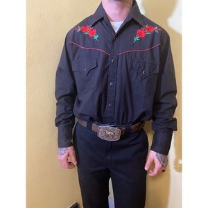 Western Rose Pearl Snap Shirt